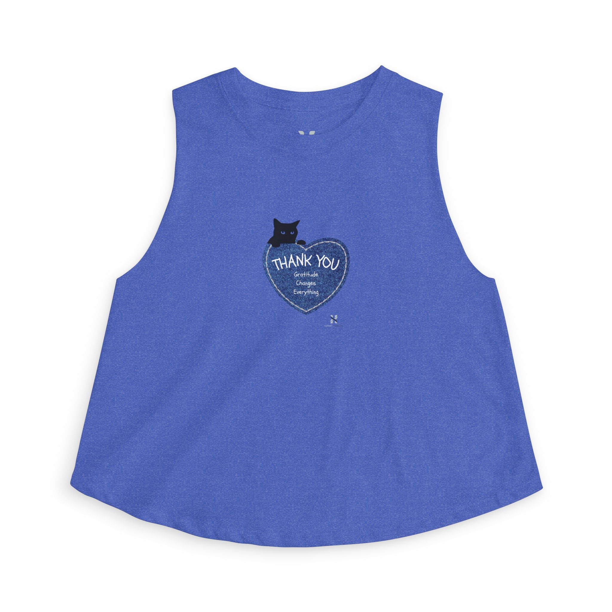 Women's Crop Top – 'Thank You' Heart Cat Graphic Crop Tank